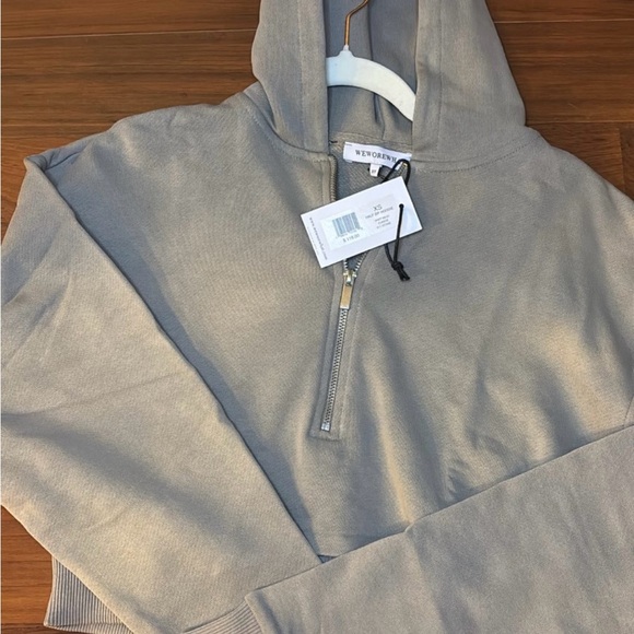 WeWoreWhat Taupe Cropped Zip-Up Sweatshirt - Picture 3 of 3